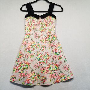 Maude Small Dress Fit & Flare Pink Floral Cotton Above Knee Pinup Rockabilly
